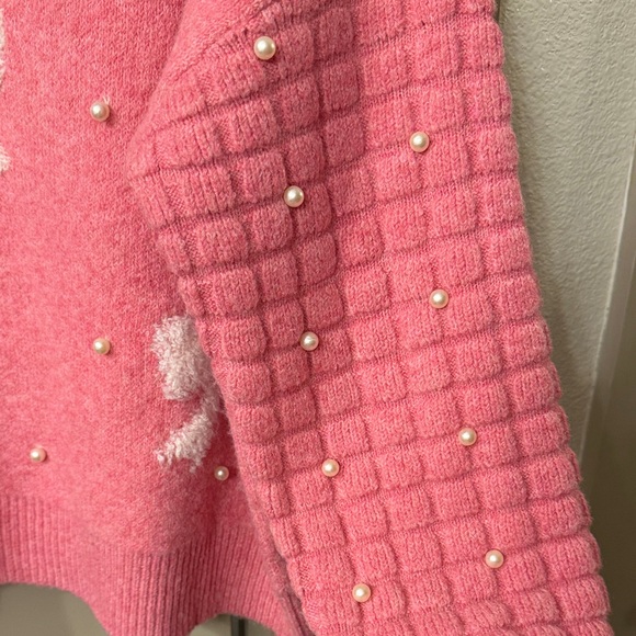 BiBi Pink Sweater with Bows and Pearls - Picture 2 of 5